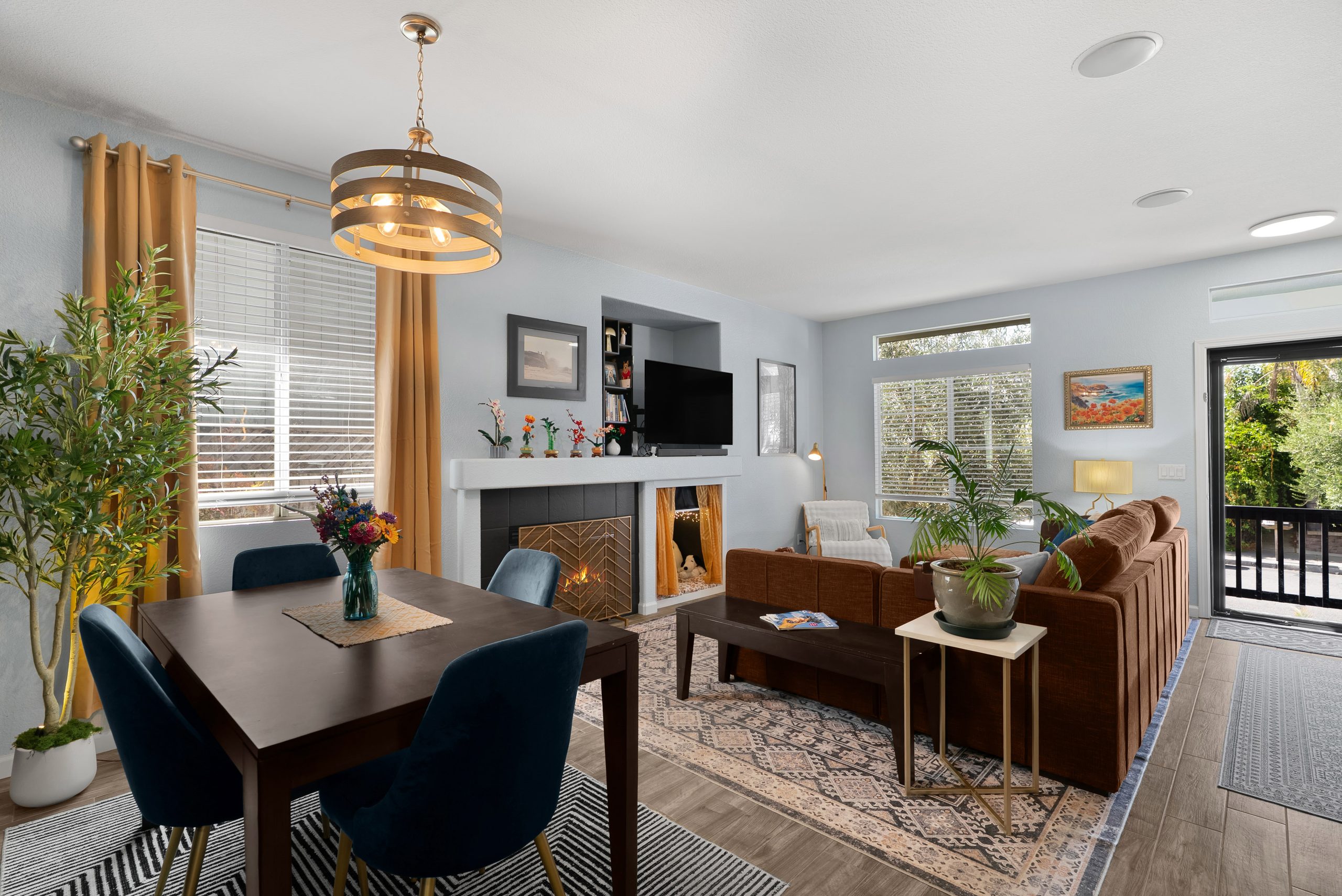 Living and dining areas